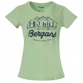 jade grön
t-shirt i dammodell med Bergans logga tryckt på bröstet